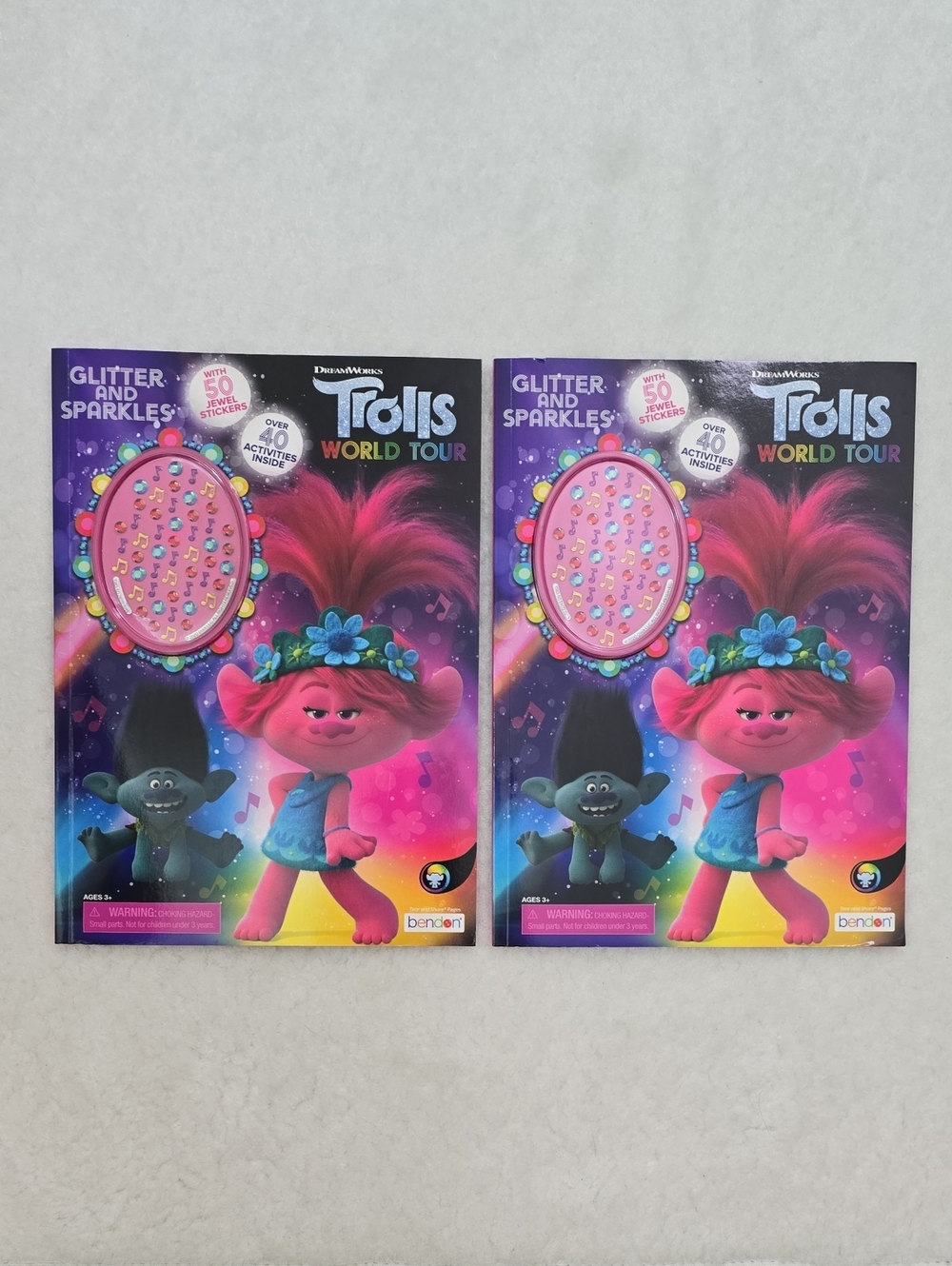2 Pack Trolls World Tour Activity Coloring Book 50 Jewel Stickers Bendon New
